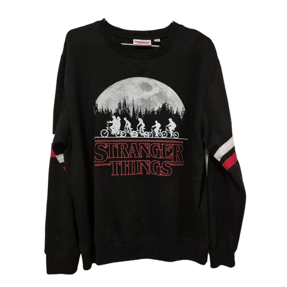 Netflix Stranger Things Black Pullover Sweatshirt with White & Red Graphics
